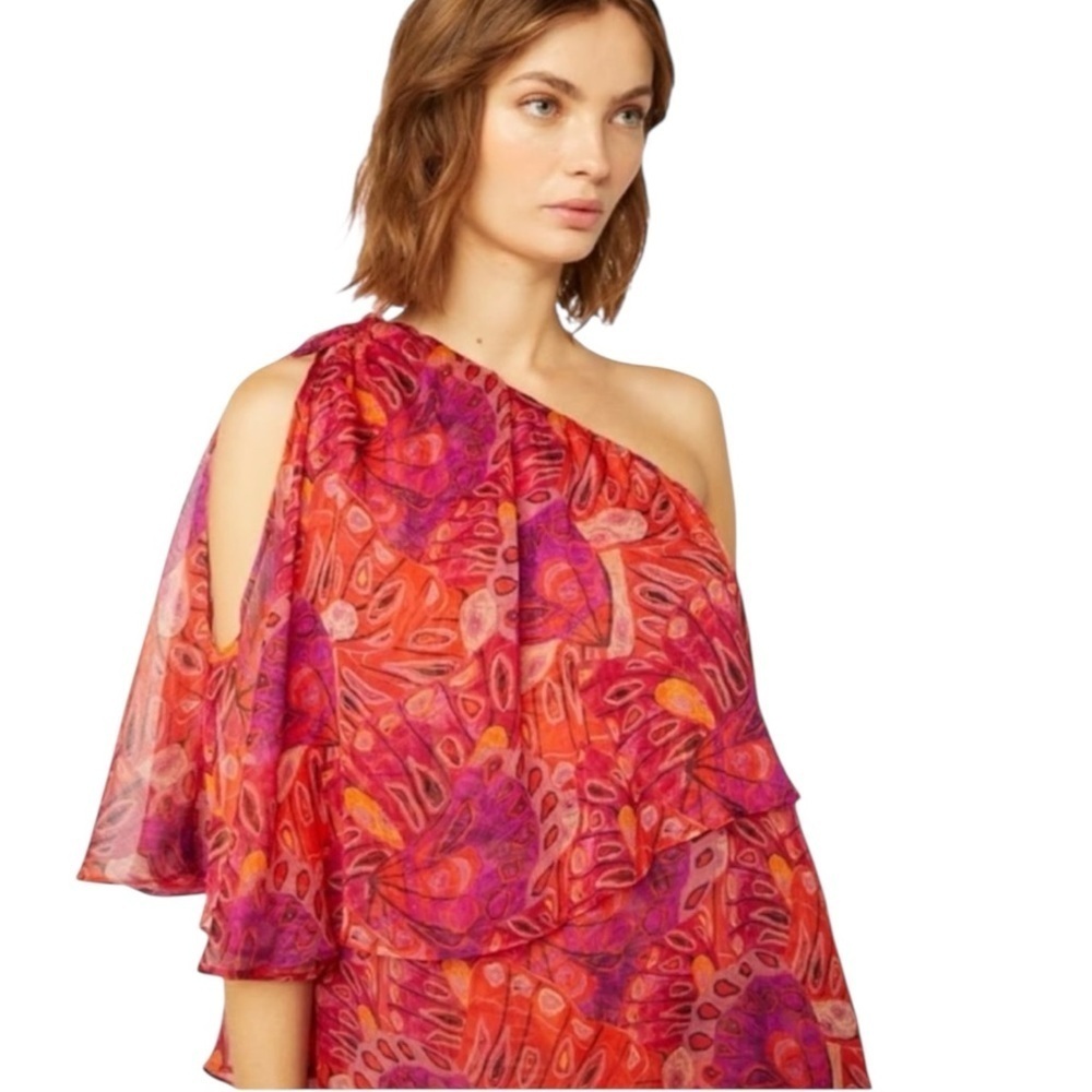 Misa Los Angeles Pink Asymmetrical One-Shoulder Sundress - Picture 4 of 5
